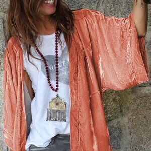 Retro Velvet Wide Sleeve Cardigan